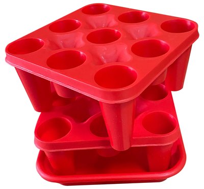 Пластикова штабельна сушарка на 18 пляшок, червона 15233 фото