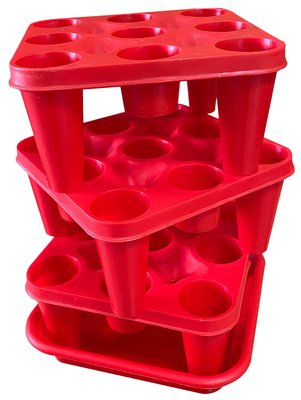 Пластикова штабельна сушарка на 27 пляшок, червона 15235 фото
